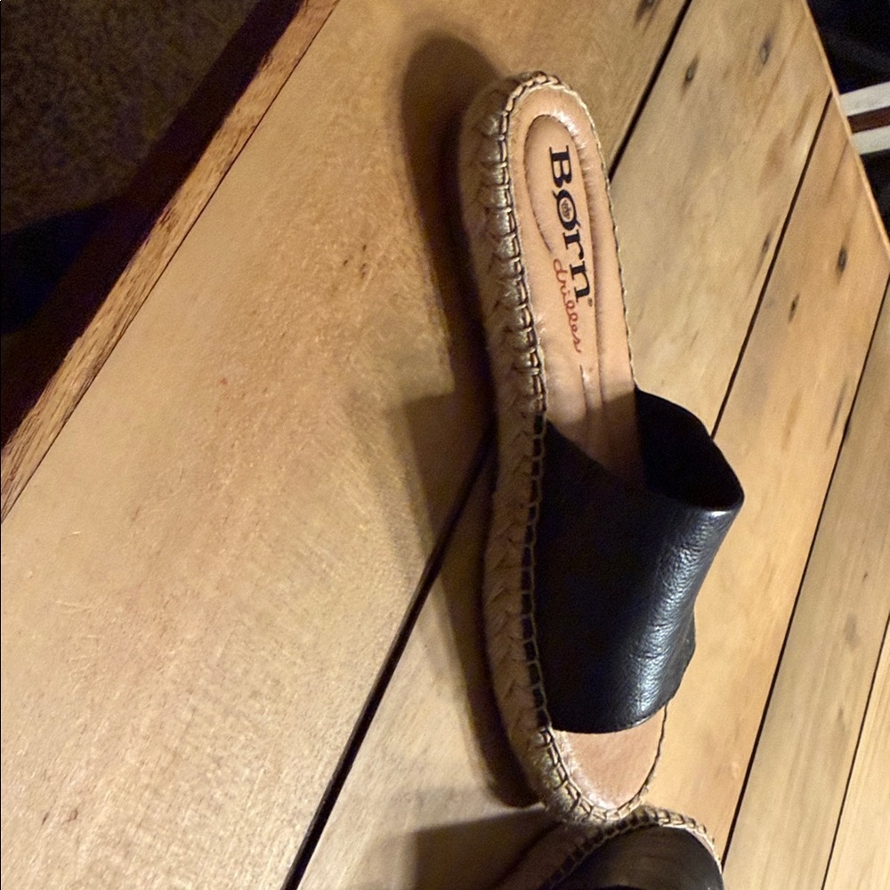 Born Black Leather Espadrille Slide Sandals - Picture 4 of 10